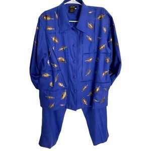 BALA BALA Vintage 💯% Gold Leaf Embroidered 2-PC Pants Set XLARGE